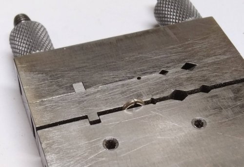 Judy Larson's Ripple Bracelet  - , Metalwork, Cutting, Cutting Tool, Cutters, Dapping, Dapping Jewelry, Filing, Finishing, Findings, Clasps, Components, Tumbling, Tumble, Tumbling Jewelry, Butane Torch, Soldering, Solder, Tools, Secure the 3mm ID jump ring in the tube